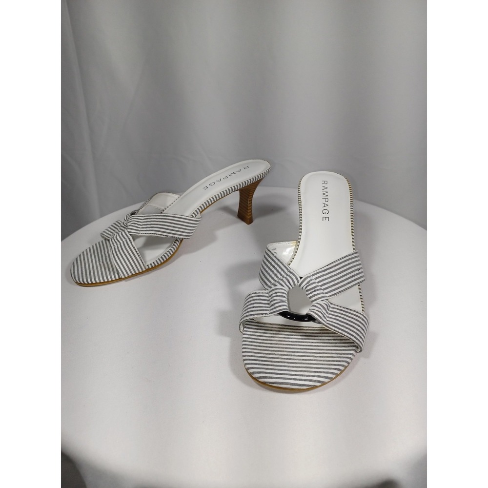 Rampage‎ Shoes Womens Size 8.5 Seersucker Britny Heels Striped Slide Sandals